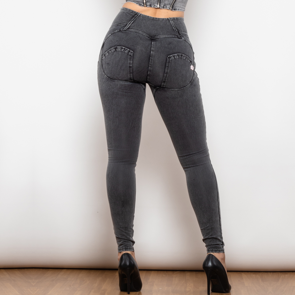 Jean moulant gris taille haute