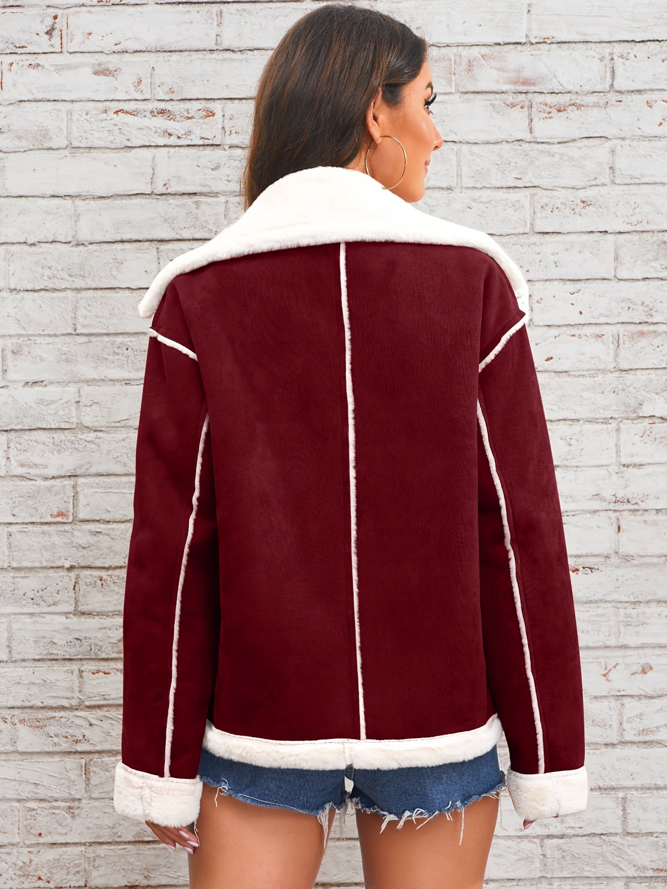 Veste peluche à revers