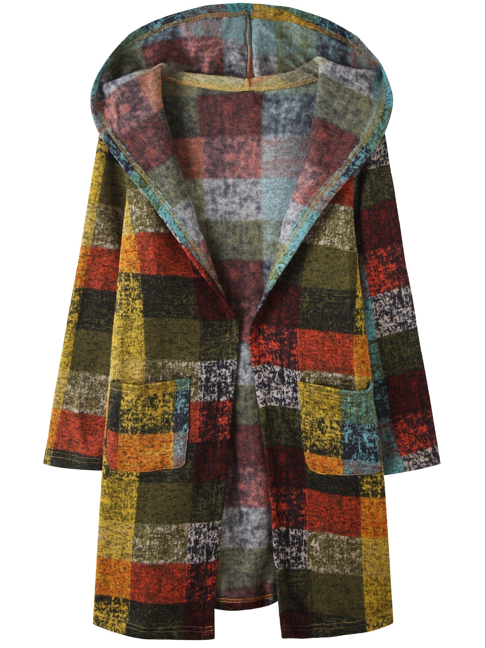 Cardigan bloc coloré avec capuche