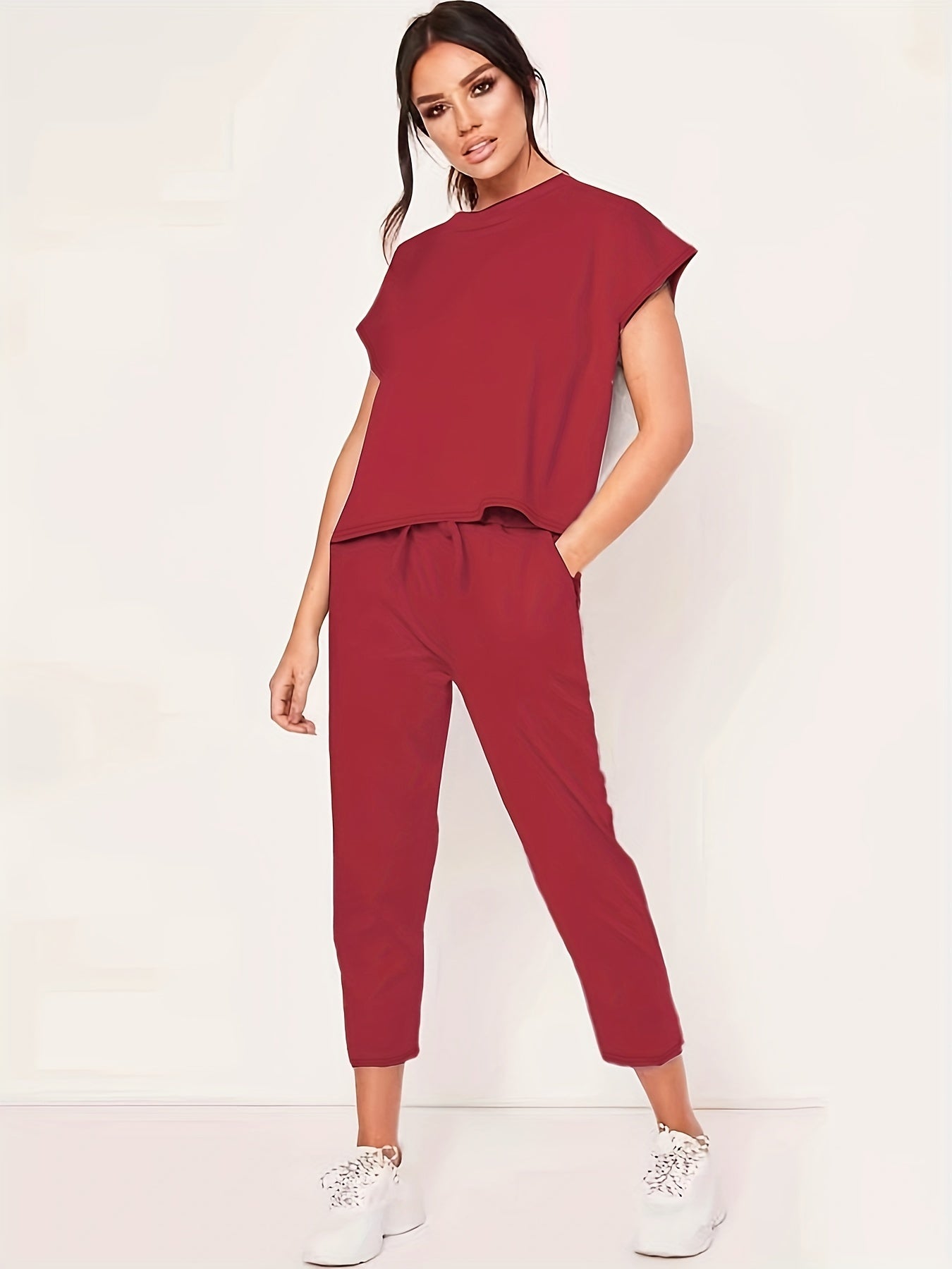 Haut et pantalon décontractés à manches courtes pour femmes