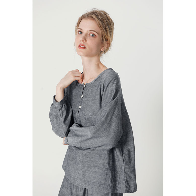 Ensemble t-shirt et pantalon style denim en maille double épaisseur pour femme