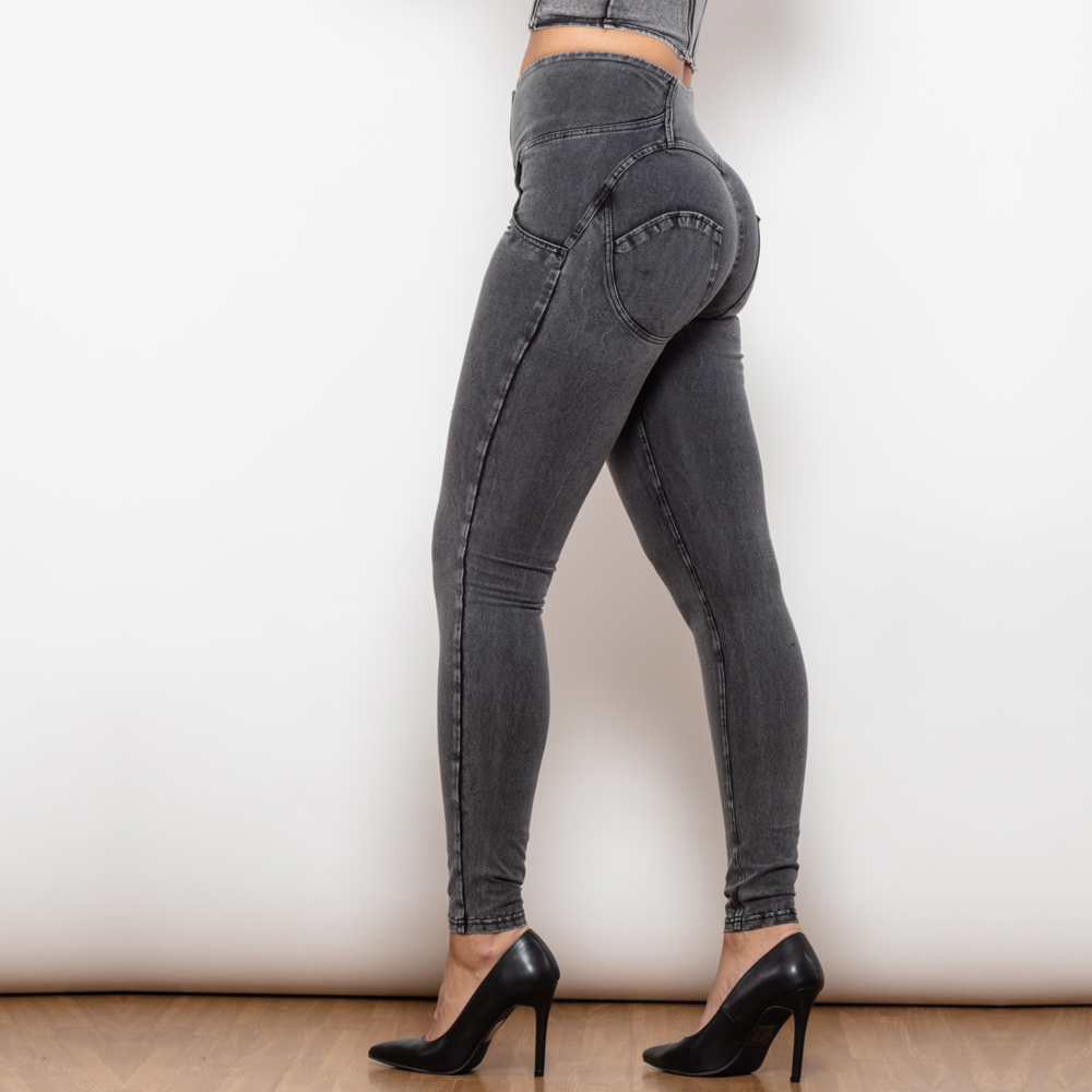 Jean moulant gris taille haute