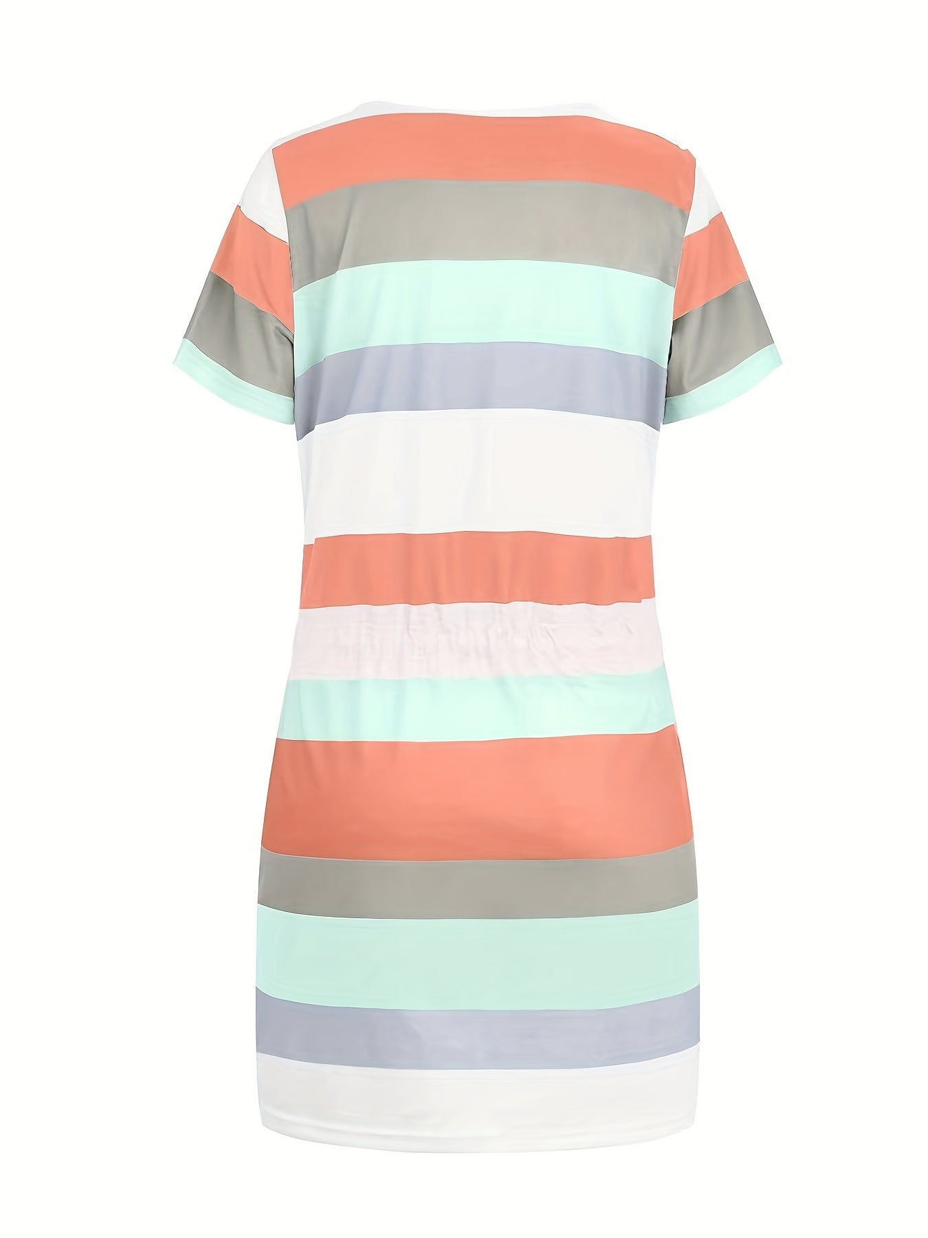 Robe décontractée à manches courtes et motif rayé