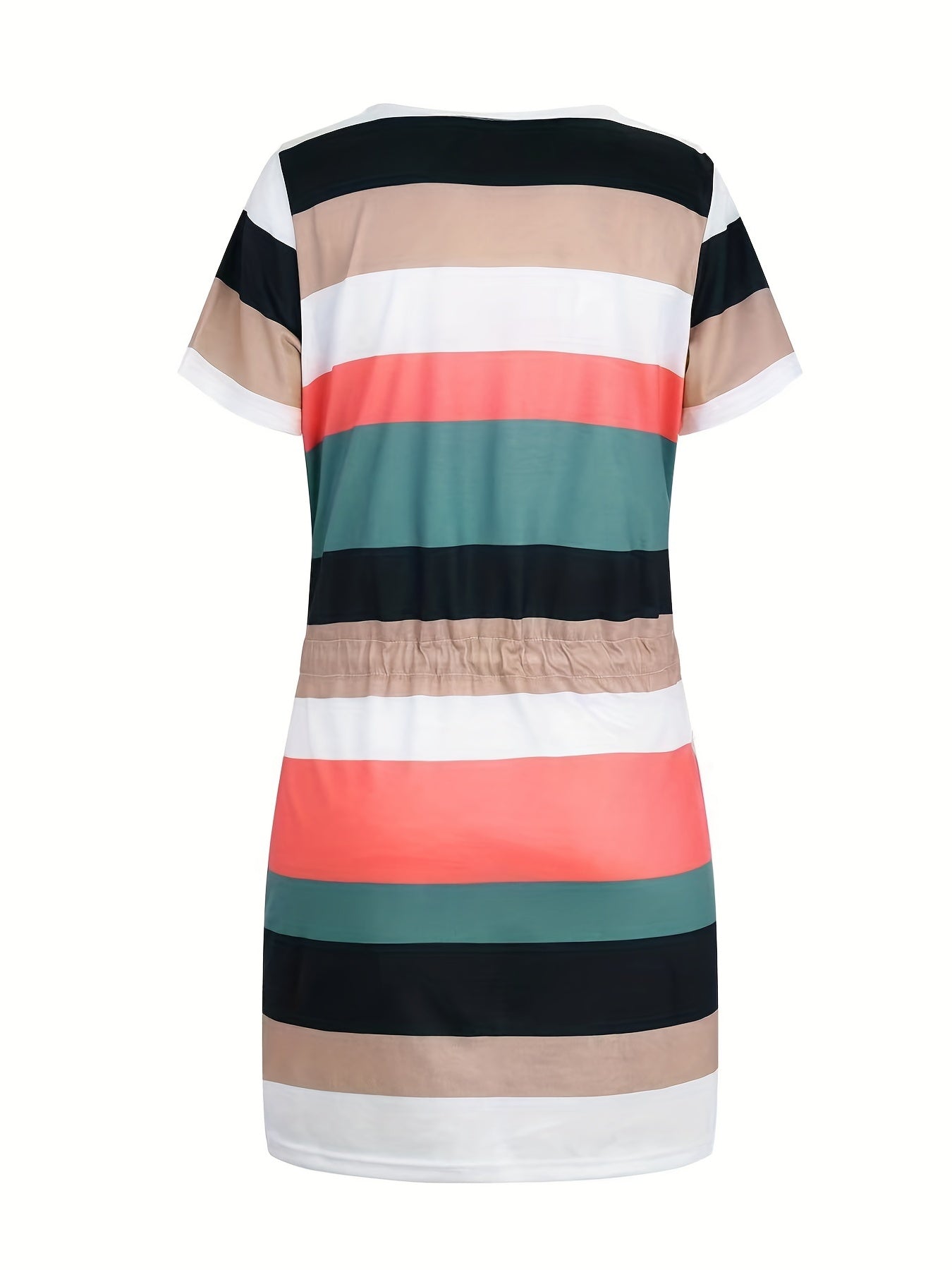 Robe décontractée à manches courtes et motif rayé