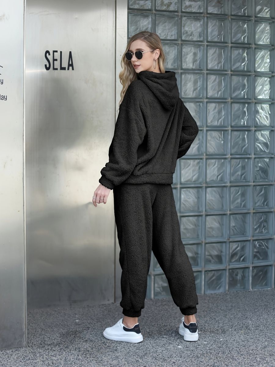 Tops Teddy avec capuche et pantalons longs et chauds