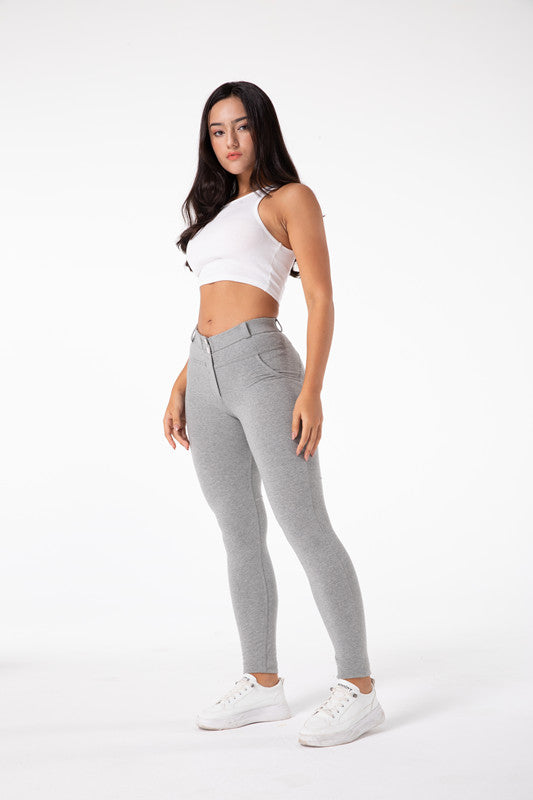 Legging moulant taille haute gris clair
