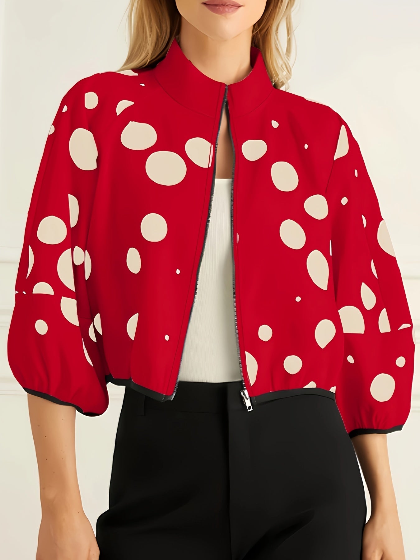Veste zippée à imprimé pois