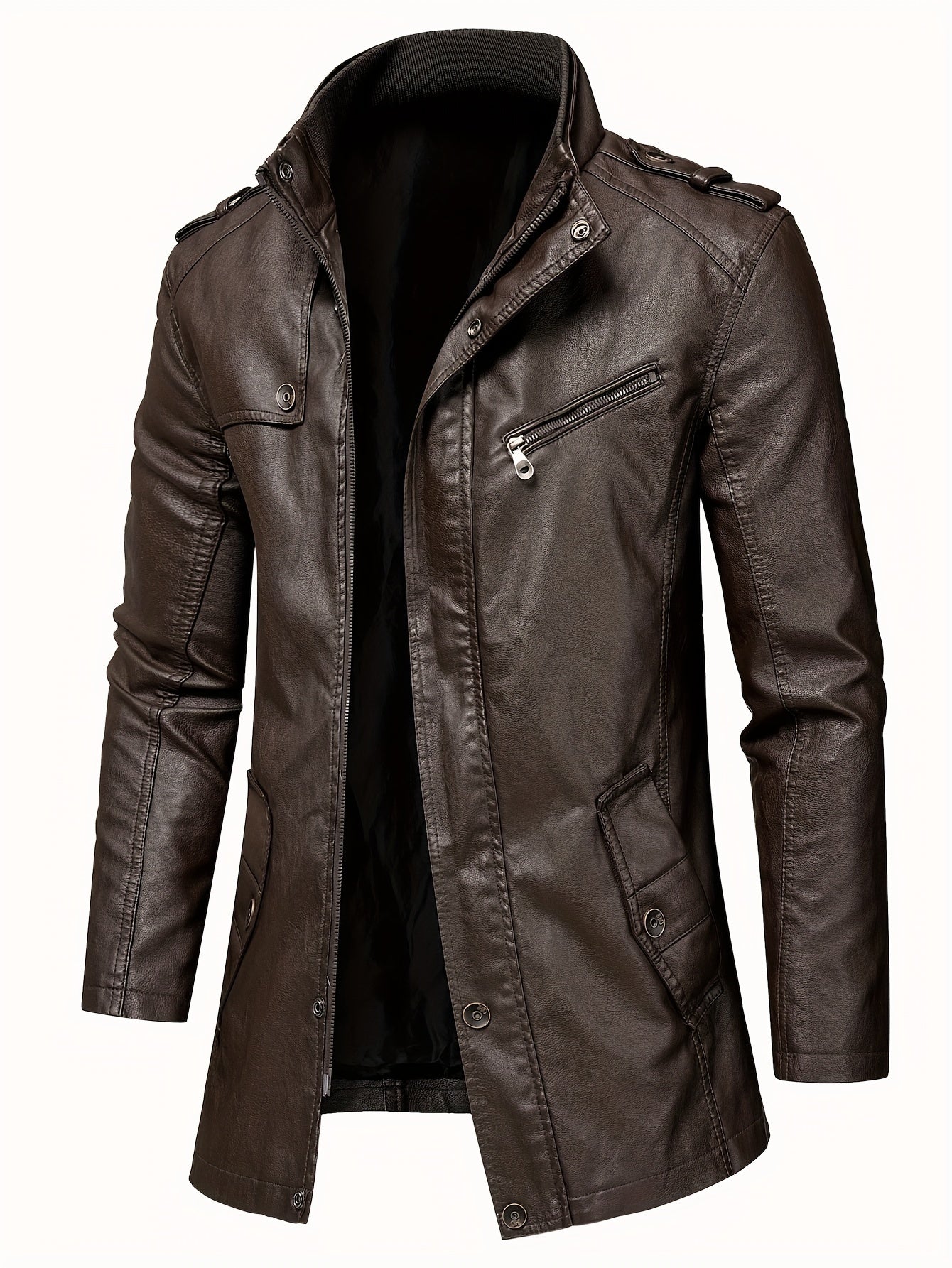 Veste longue en cuir pour homme