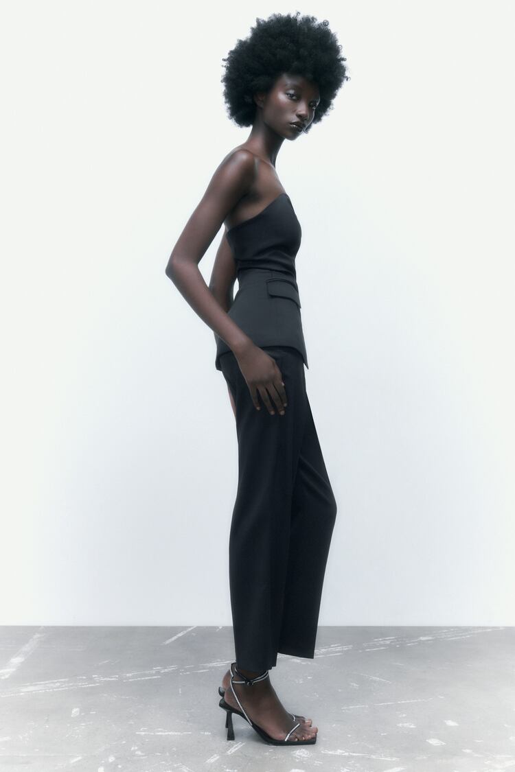 Tailleur pantalon et haut corset taille haute classique