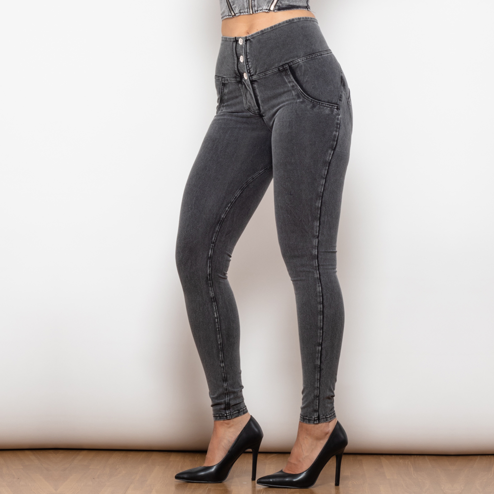 Jean moulant gris taille haute