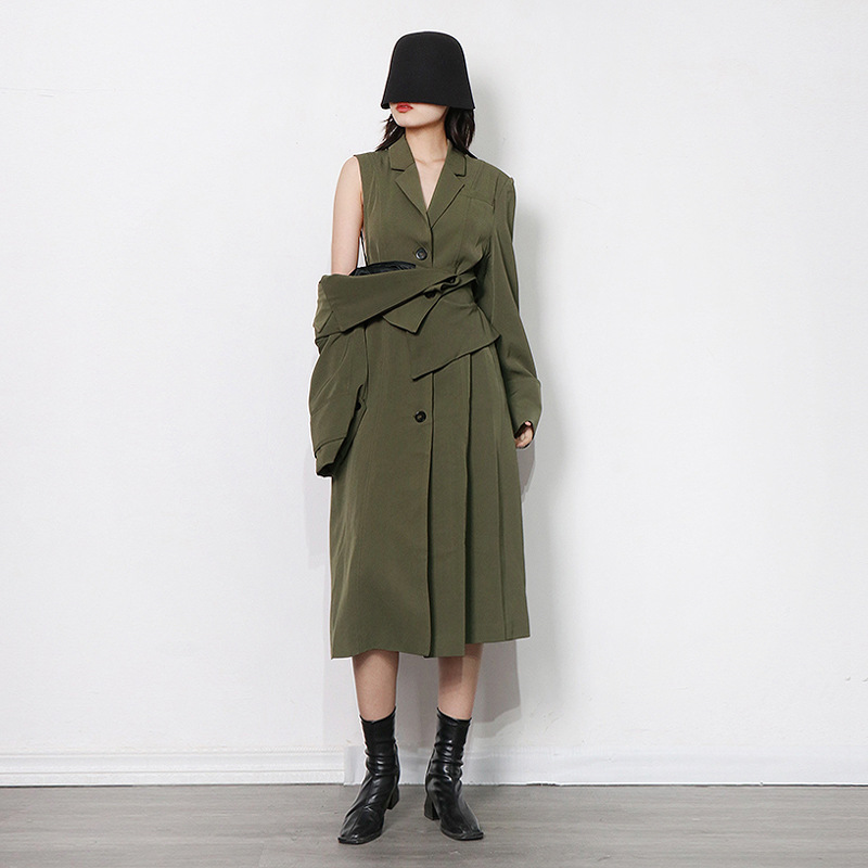 Manteau long vert foncé