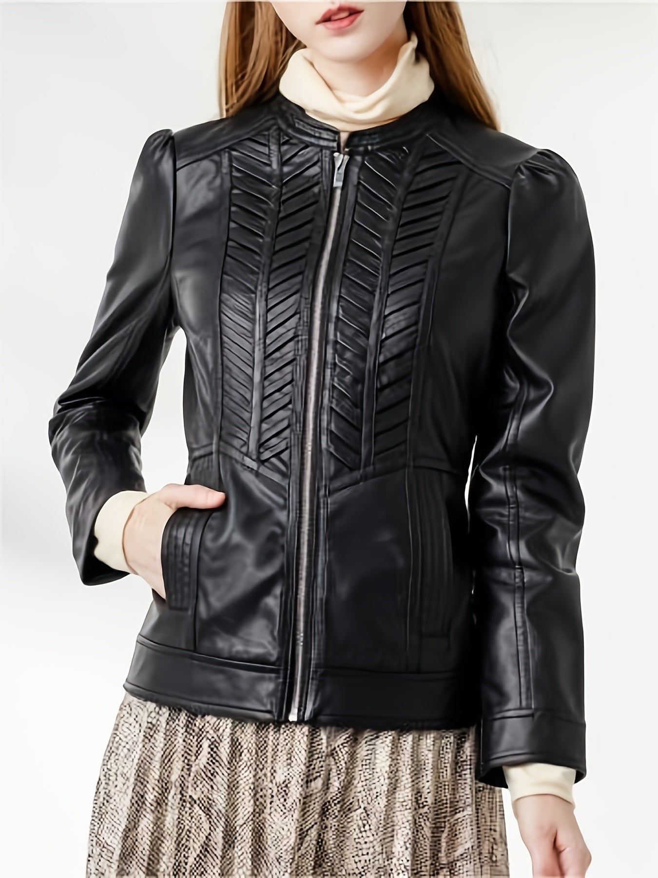 Veste structurée en cuir noir