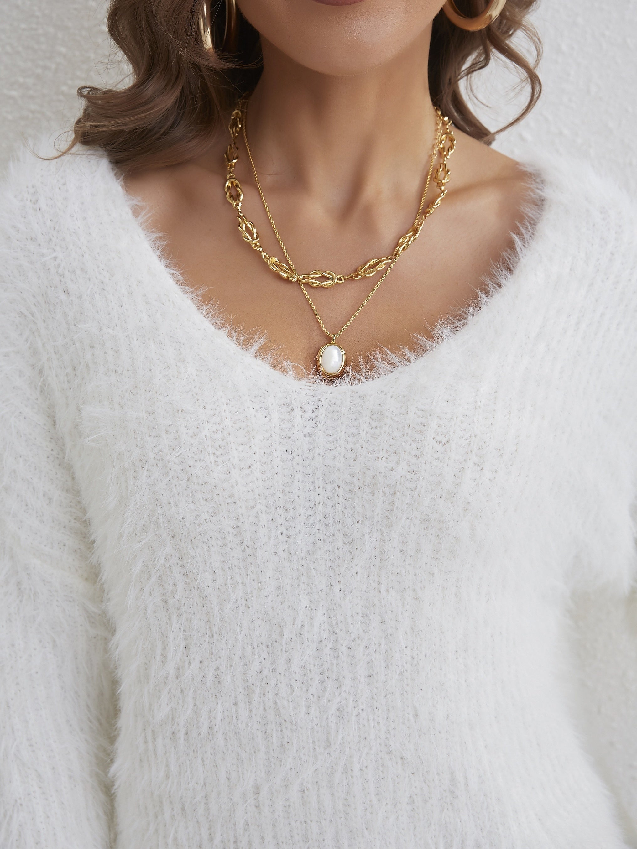 Pull tricoté moelleux blanc