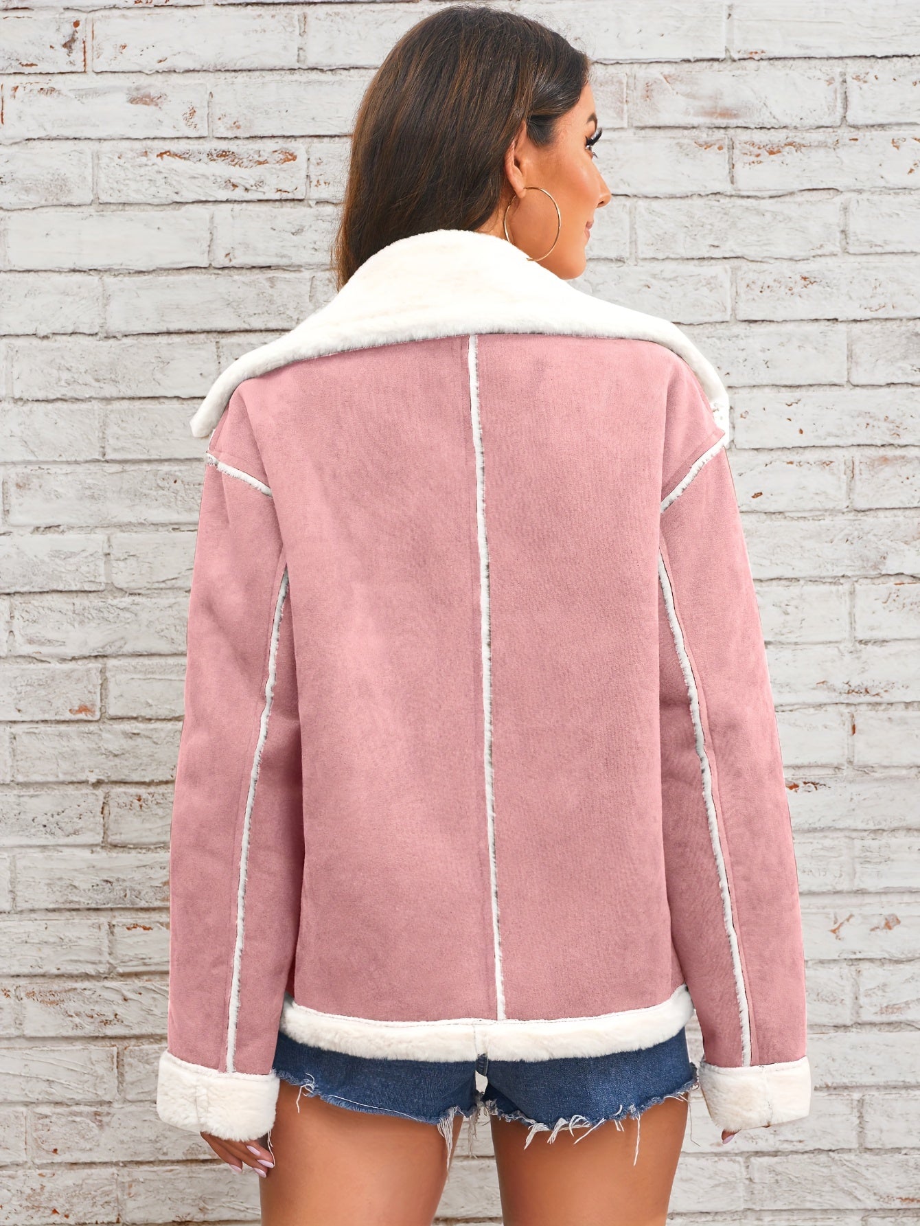 Veste peluche à revers