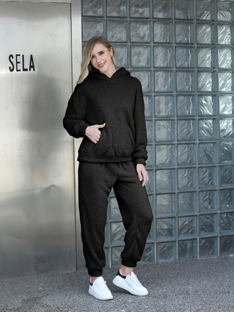 Tops Teddy avec capuche et pantalons longs et chauds