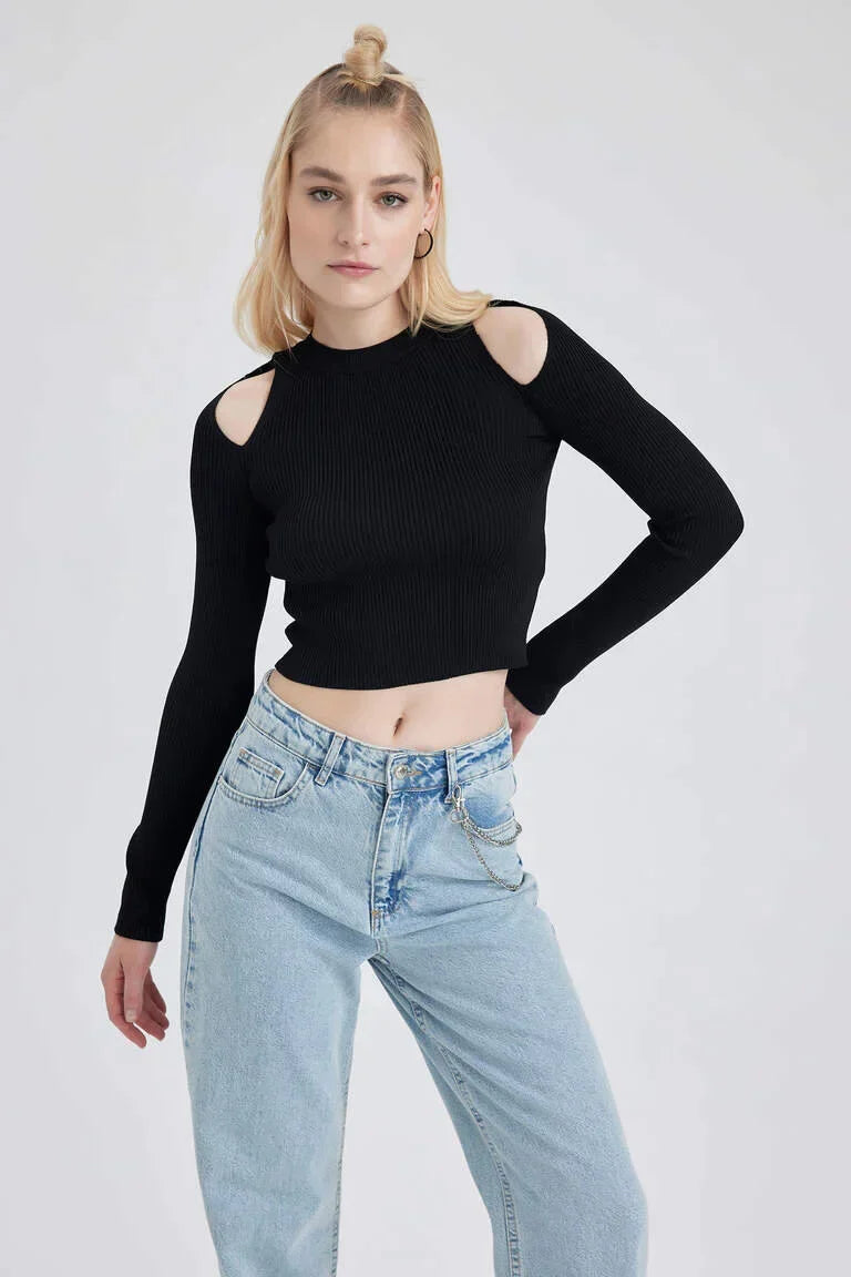 Pull coupe slim en maille à col rond