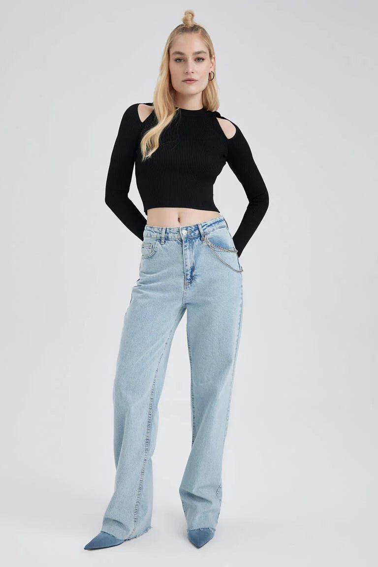 Pull coupe slim en maille à col rond