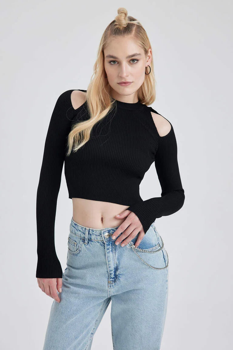 Pull coupe slim en maille à col rond