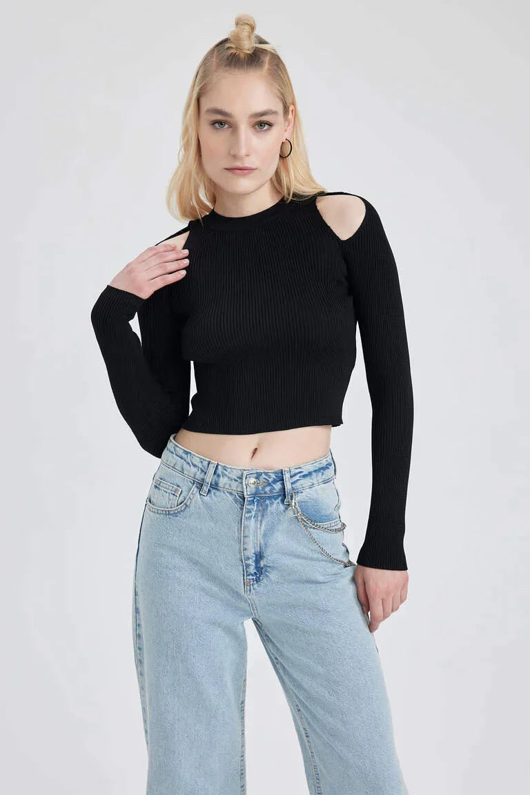 Pull coupe slim en maille à col rond