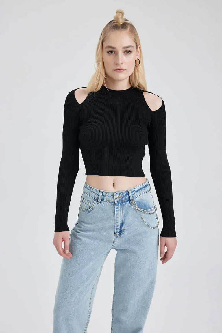 Pull coupe slim en maille à col rond