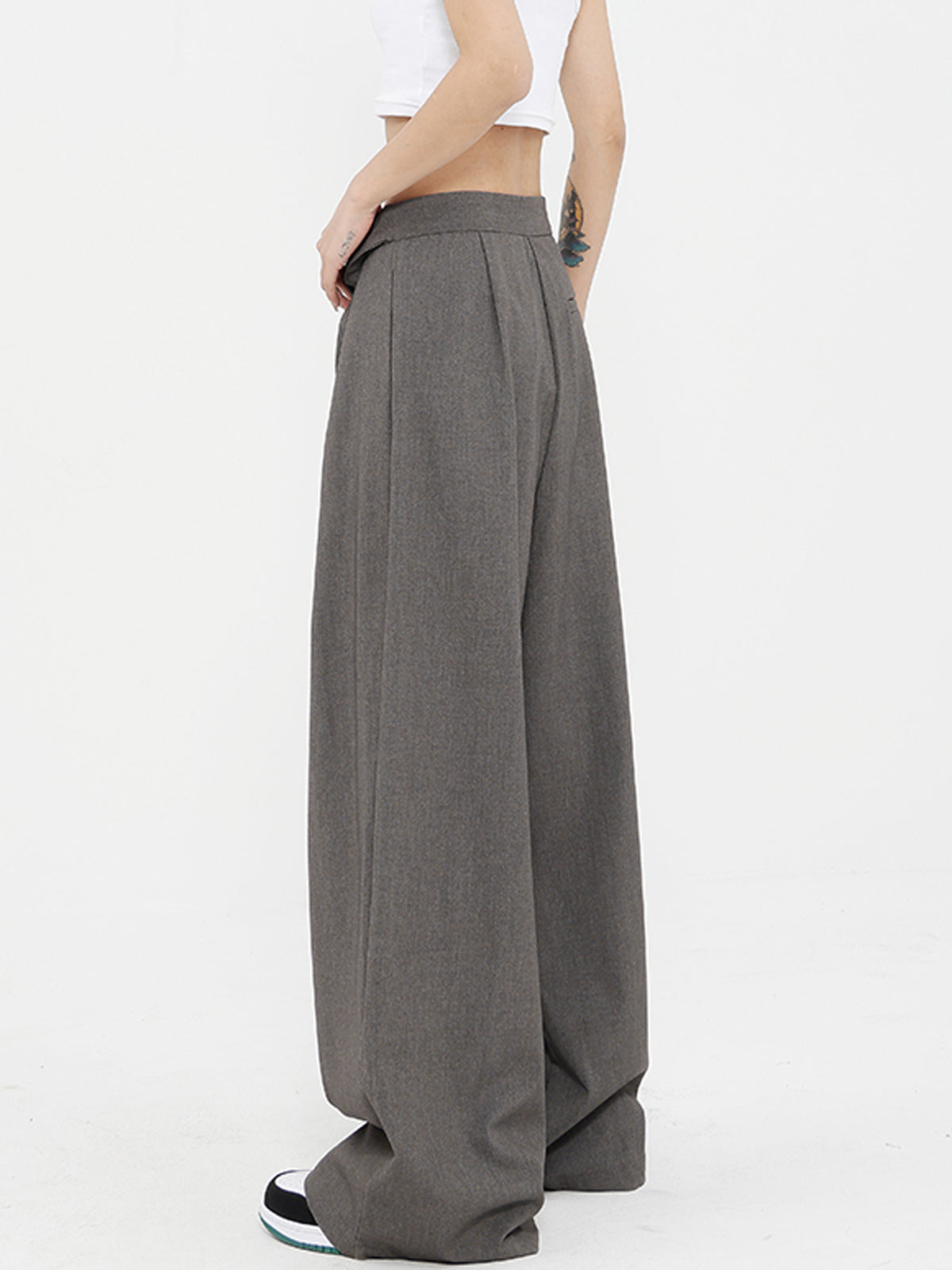 Pantalon large oversize gris pour femme