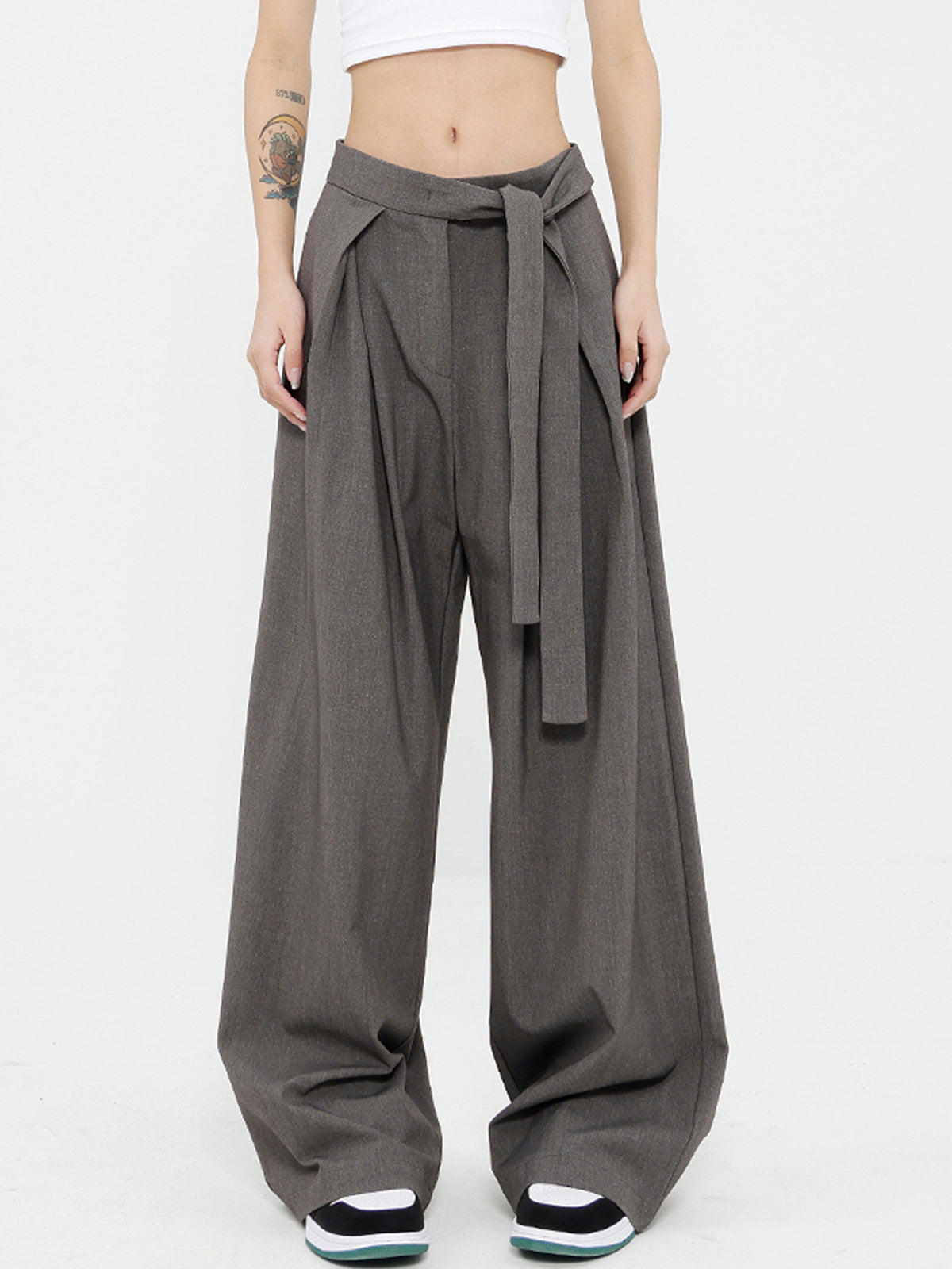Pantalon large oversize gris pour femme