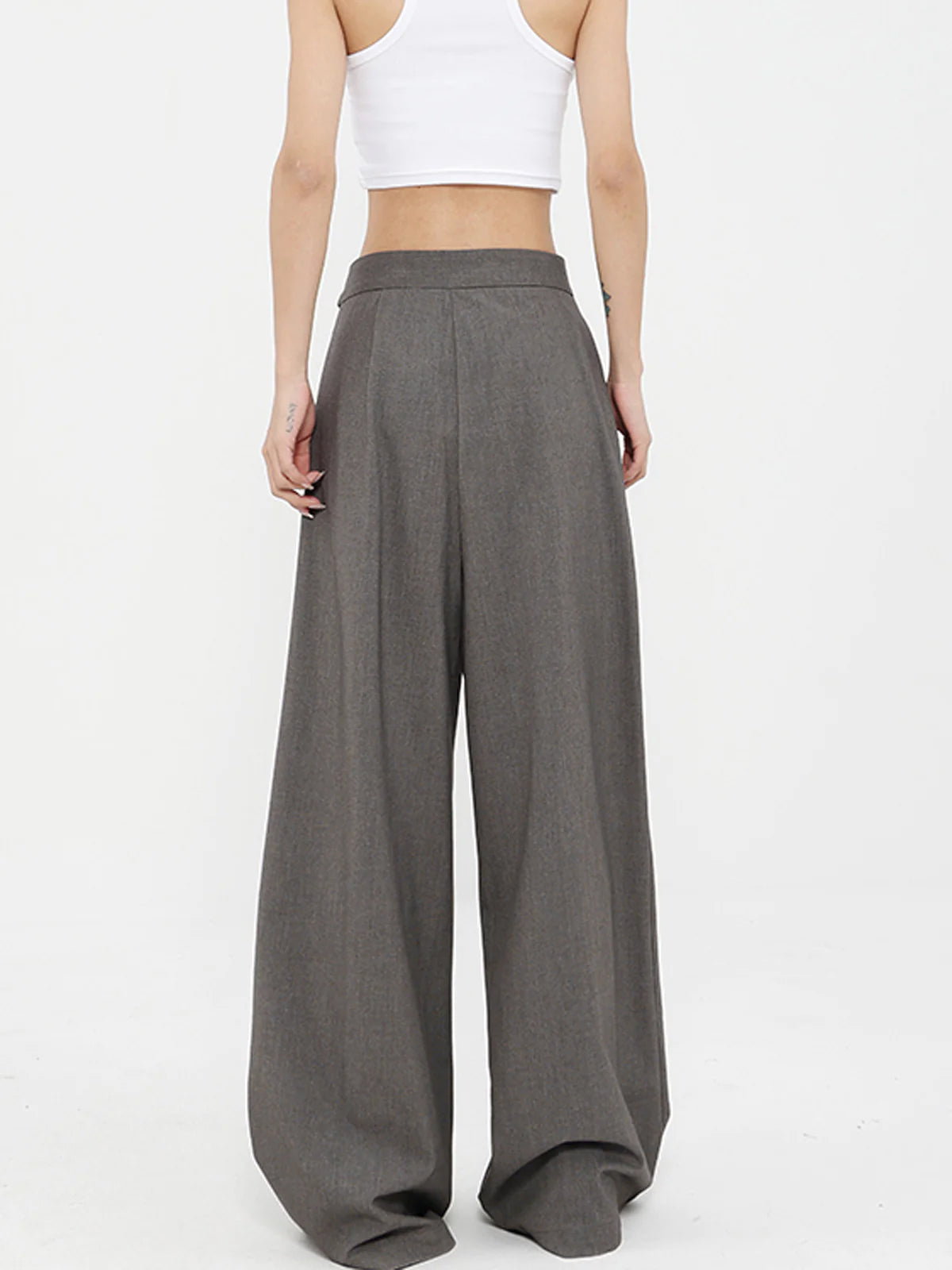 Pantalon large oversize gris pour femme