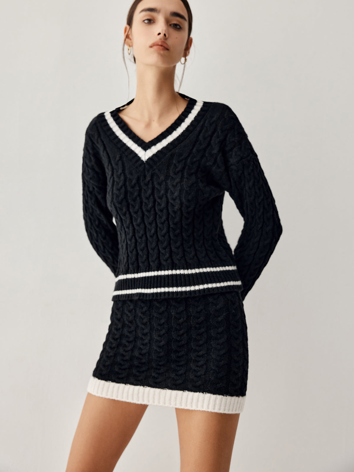 Ensemble pull et jupe tricotés vintage