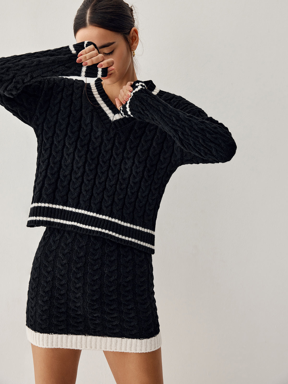 Ensemble pull et jupe tricotés vintage