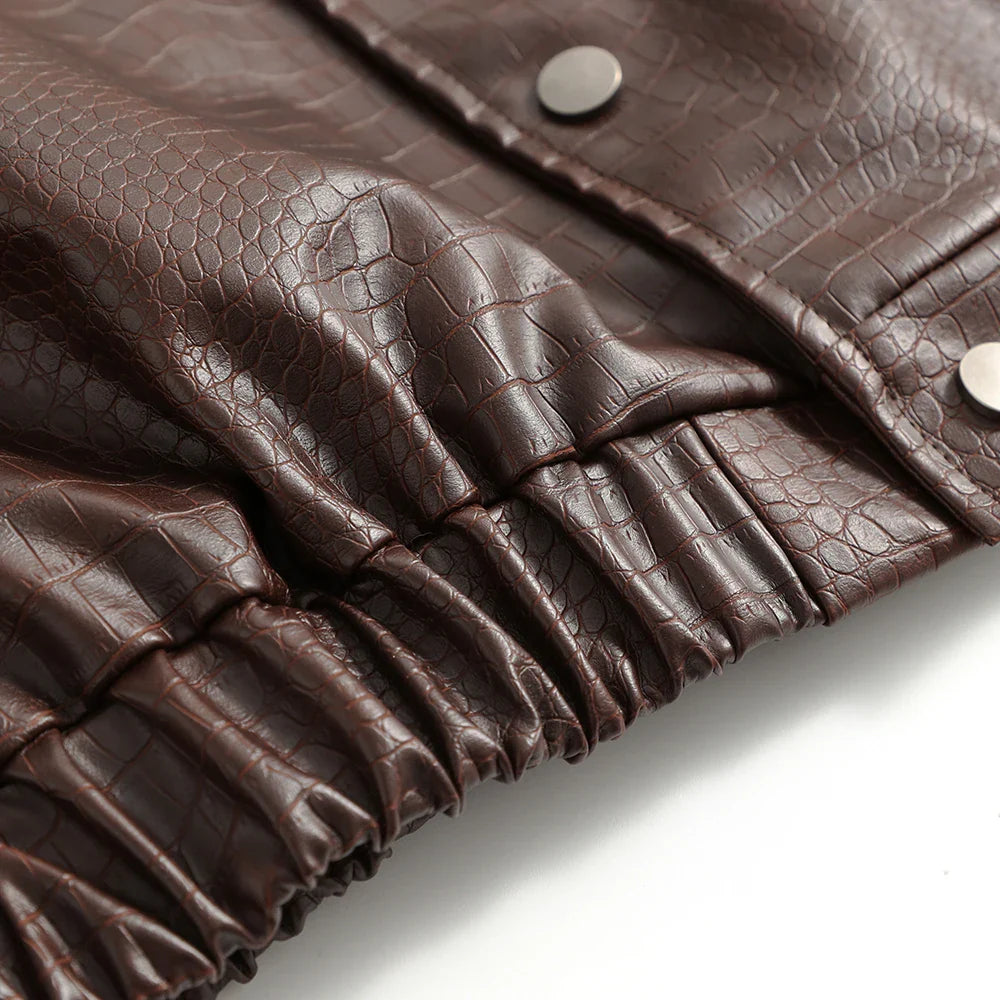 Veste en cuir texturé