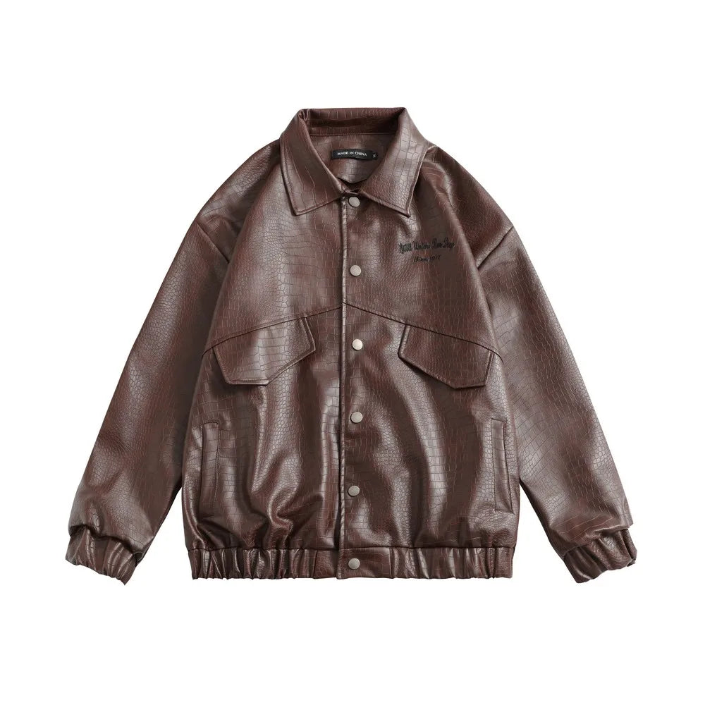 Veste en cuir texturé