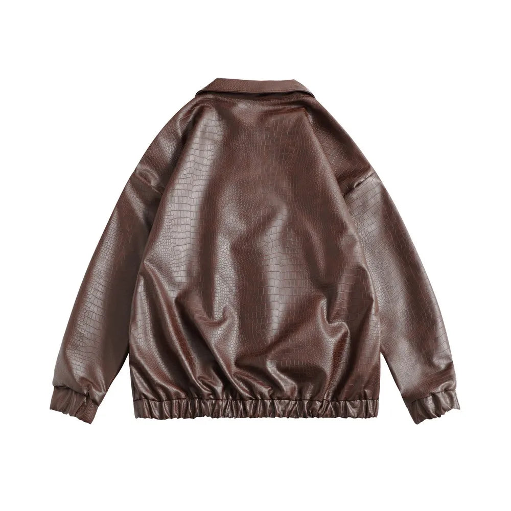 Veste en cuir texturé