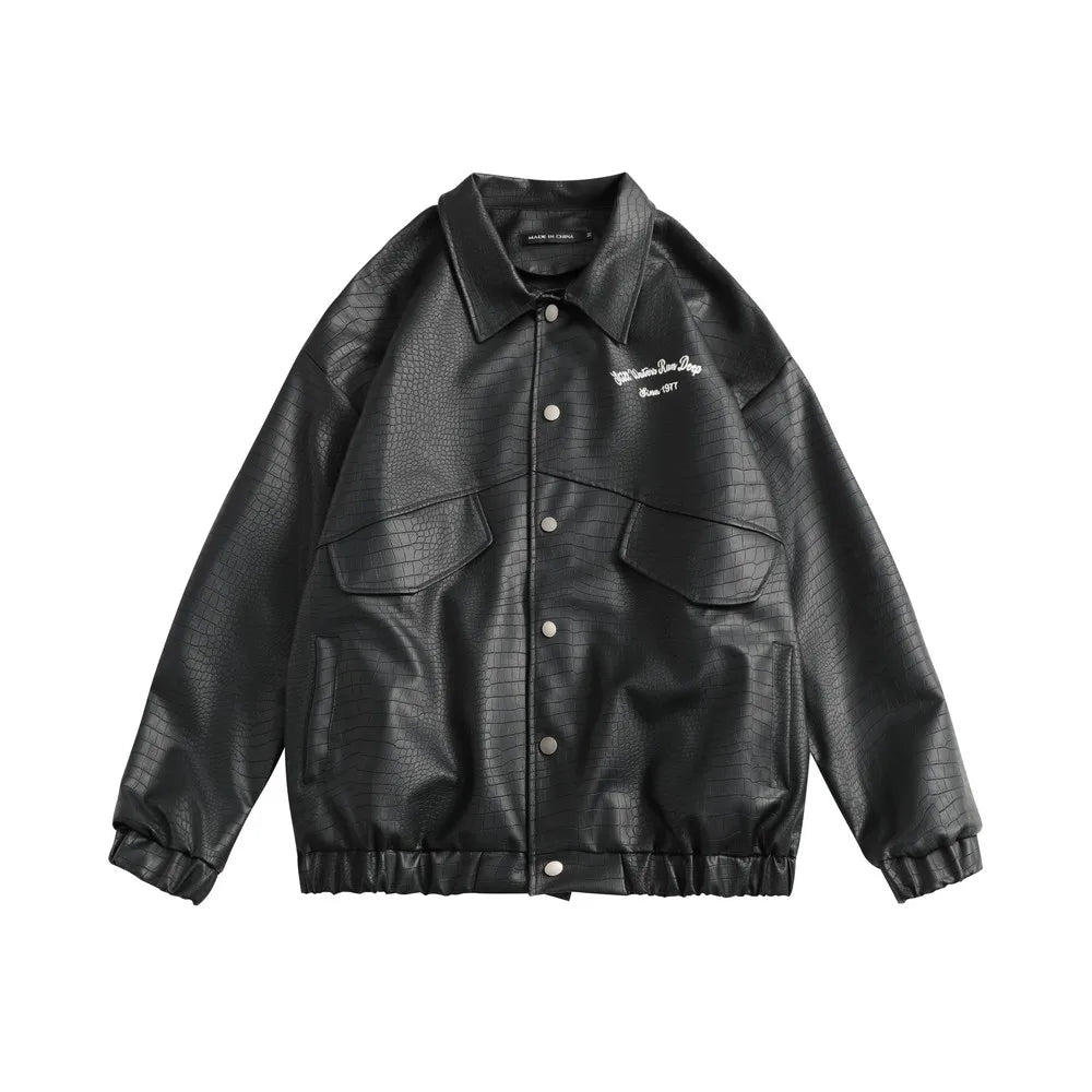Veste en cuir texturé