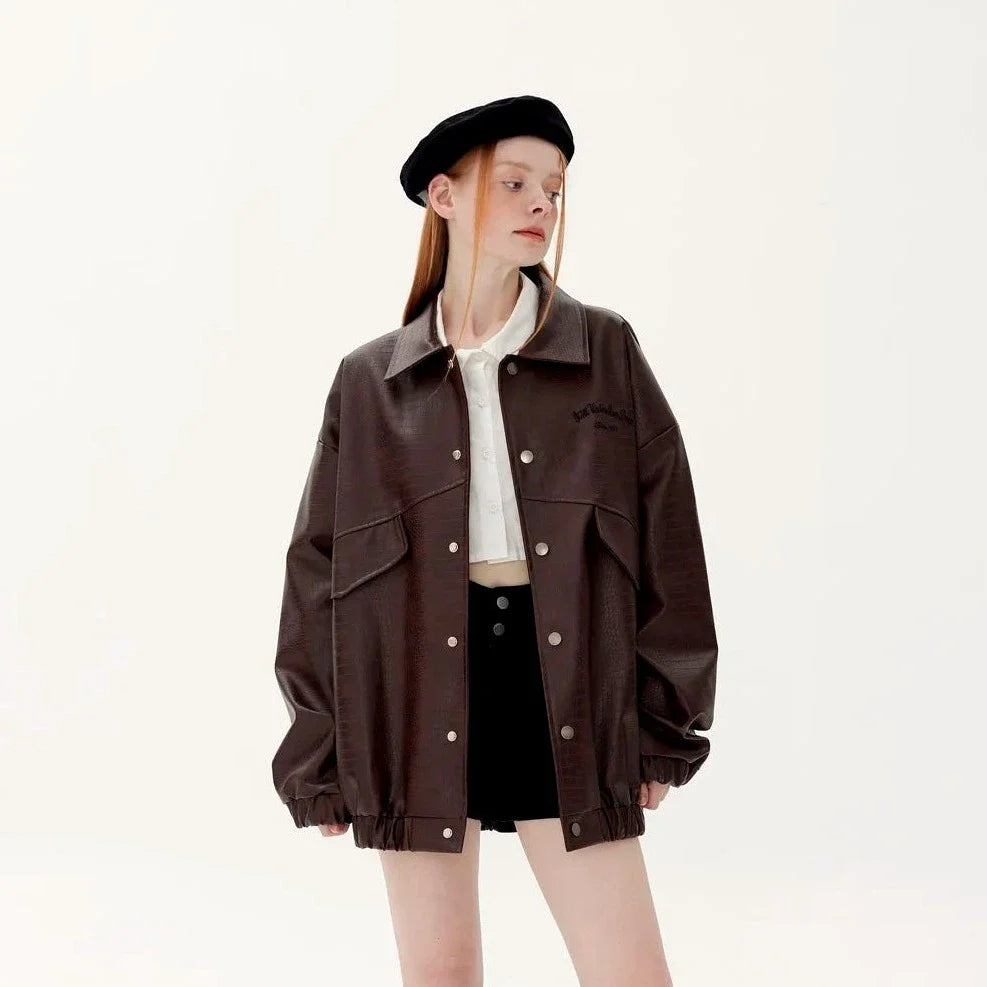 Veste en cuir texturé