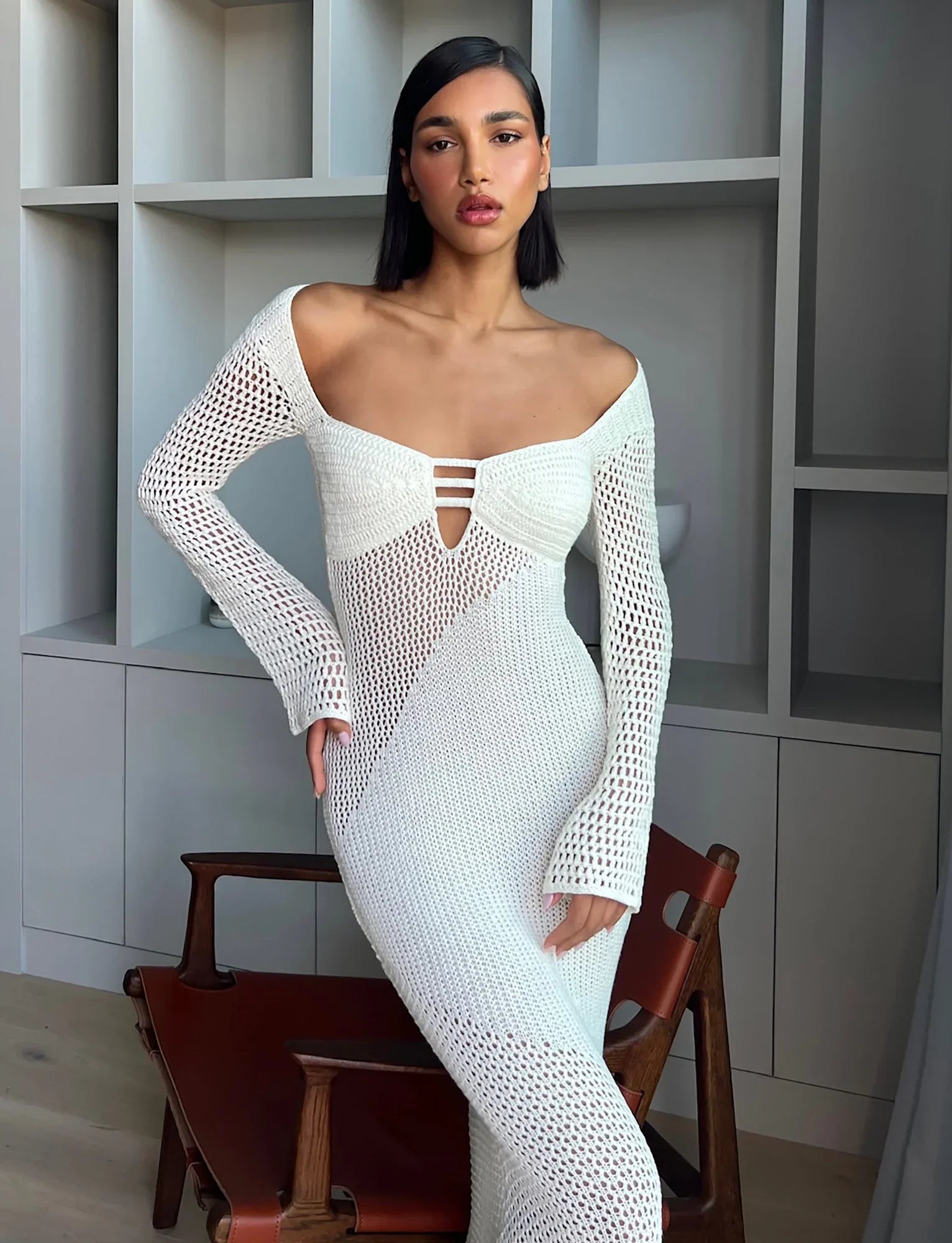 Robe longue tricotée de luxe