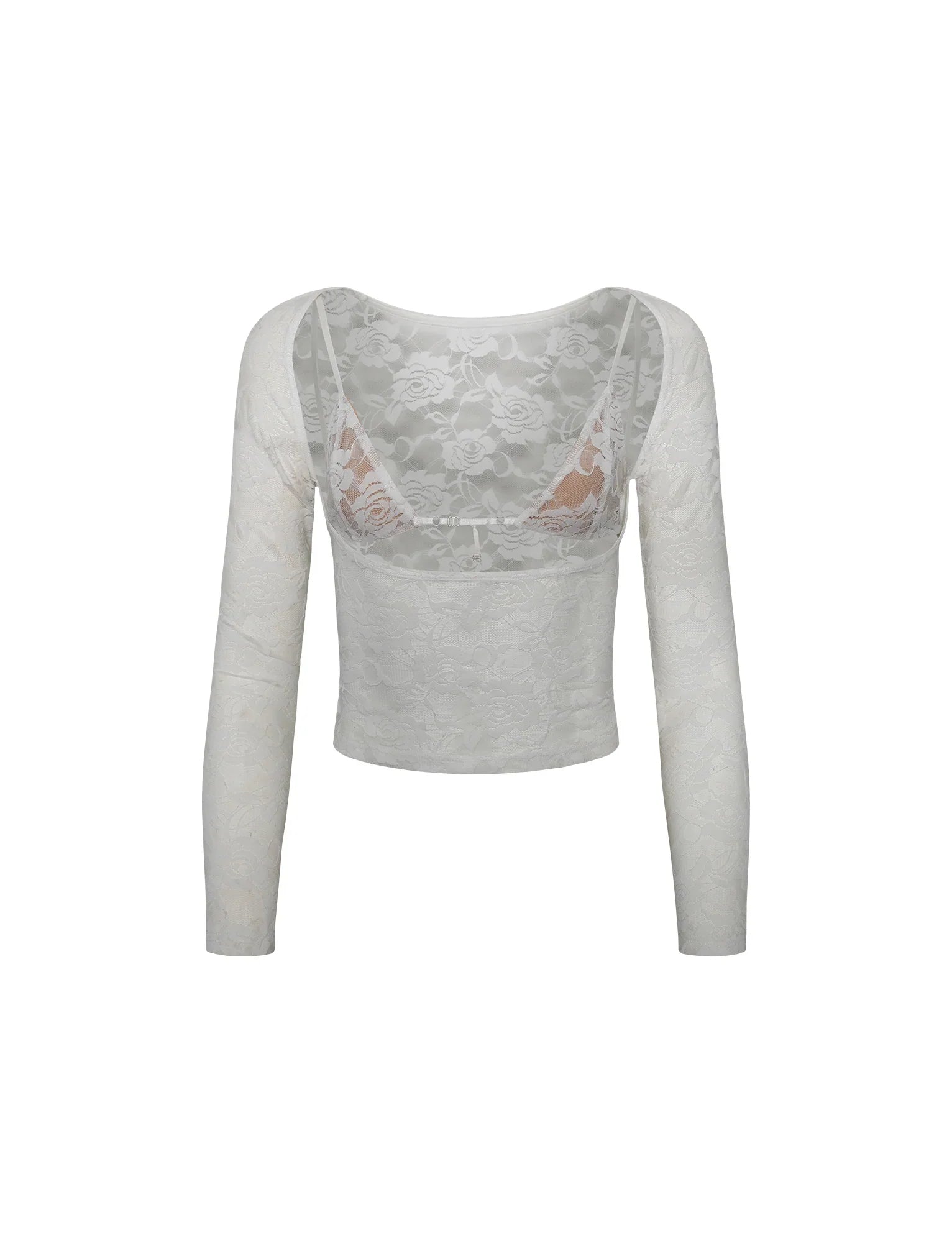 Top translucide à motif floral