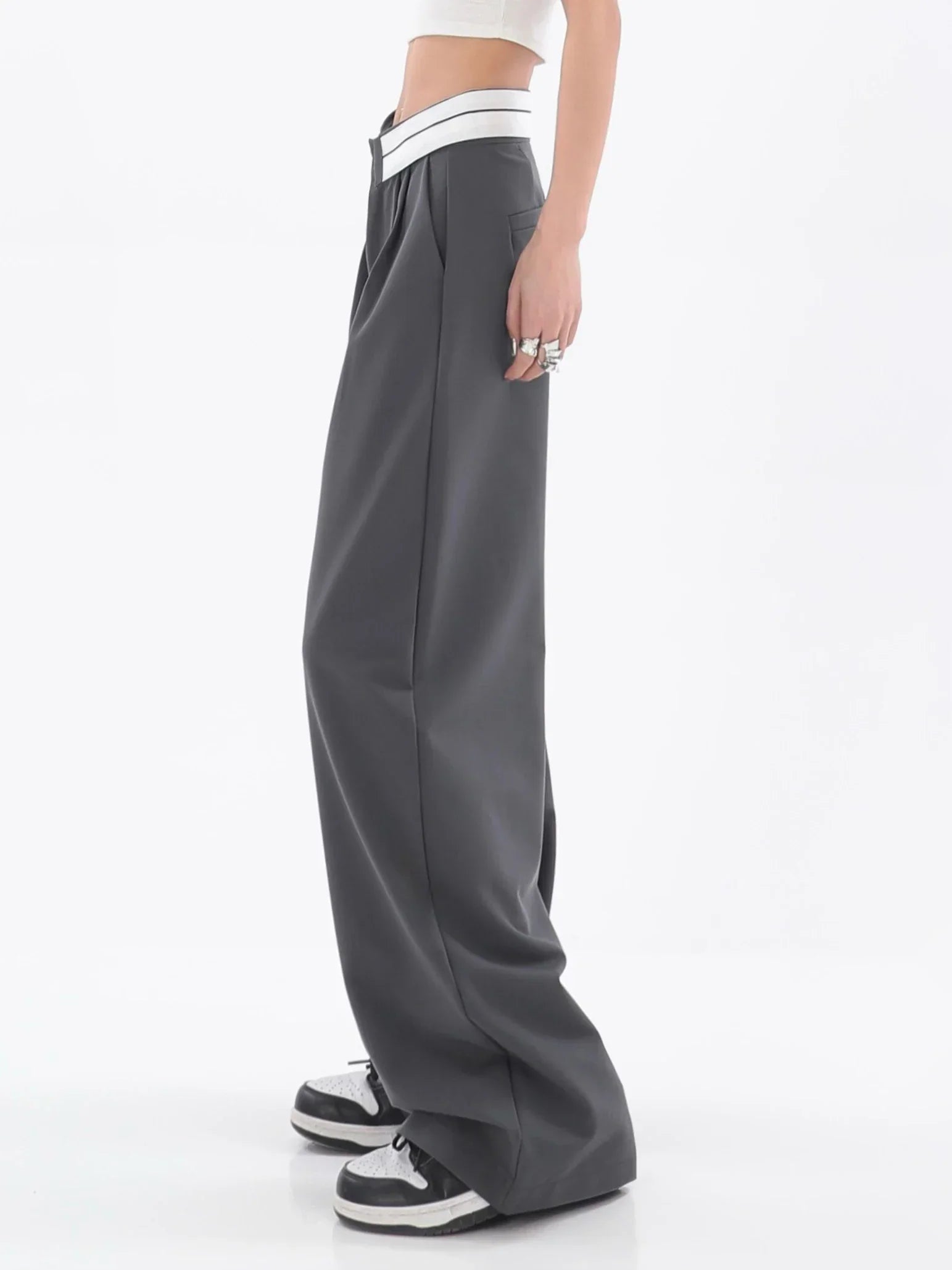 Pantalon large à taille haute