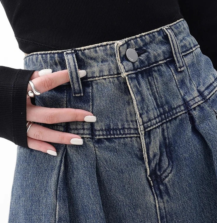 Jean taille haute à jambes larges