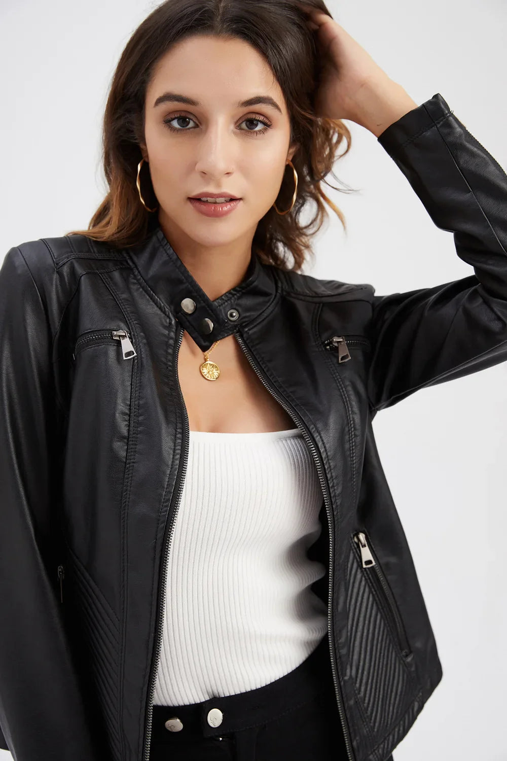 Veste en cuir élégante pour femme