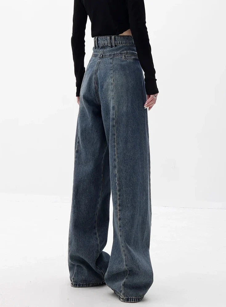 Jean taille haute à jambes larges