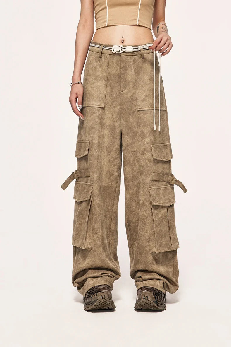 Pantalon cargo en daim vieilli vintage