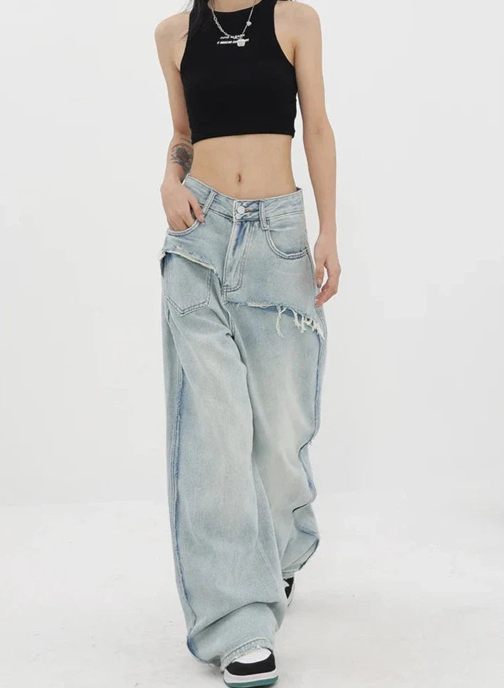 Jean vintage taille haute et jambes droites