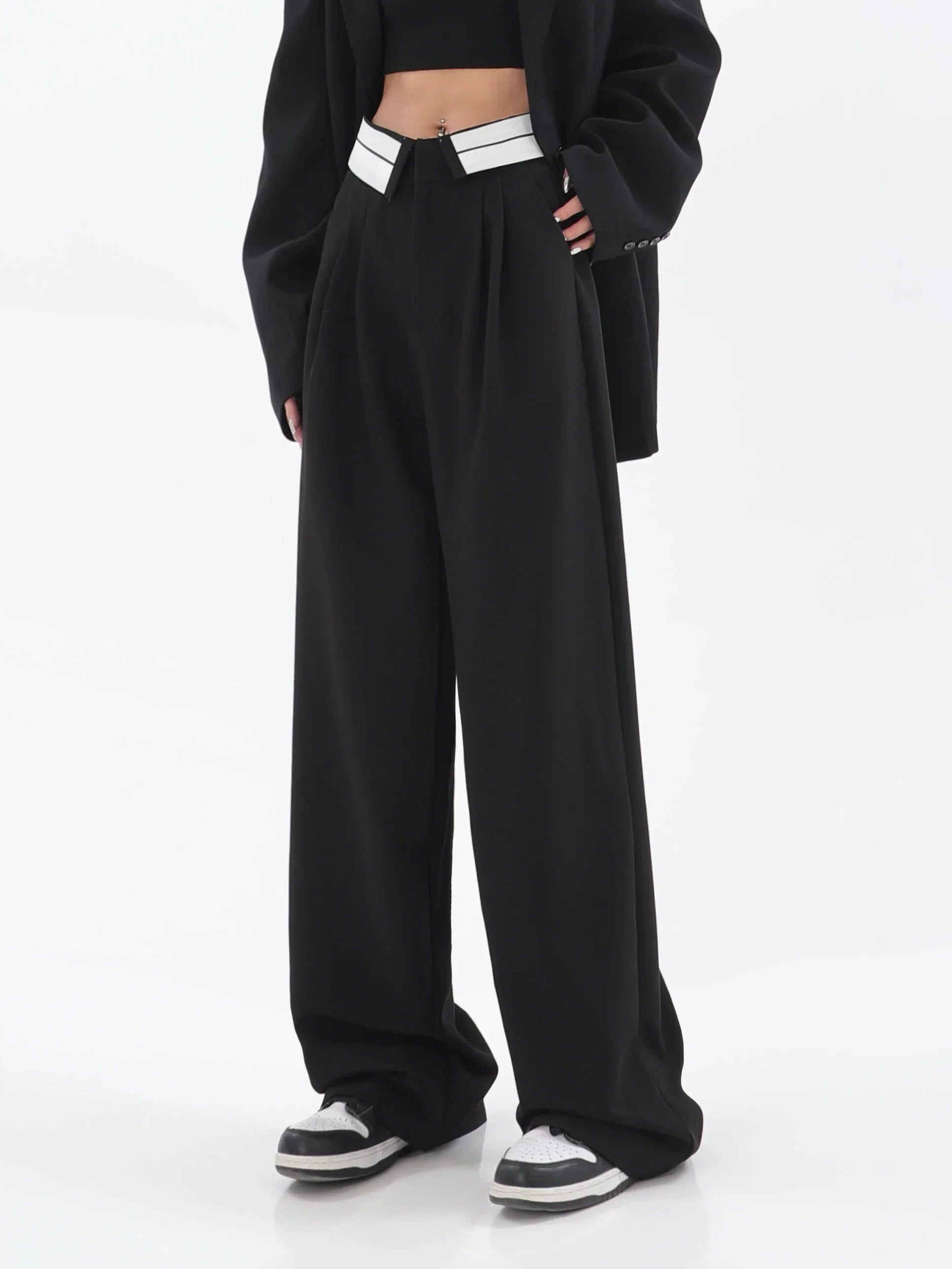 Pantalon large à taille haute