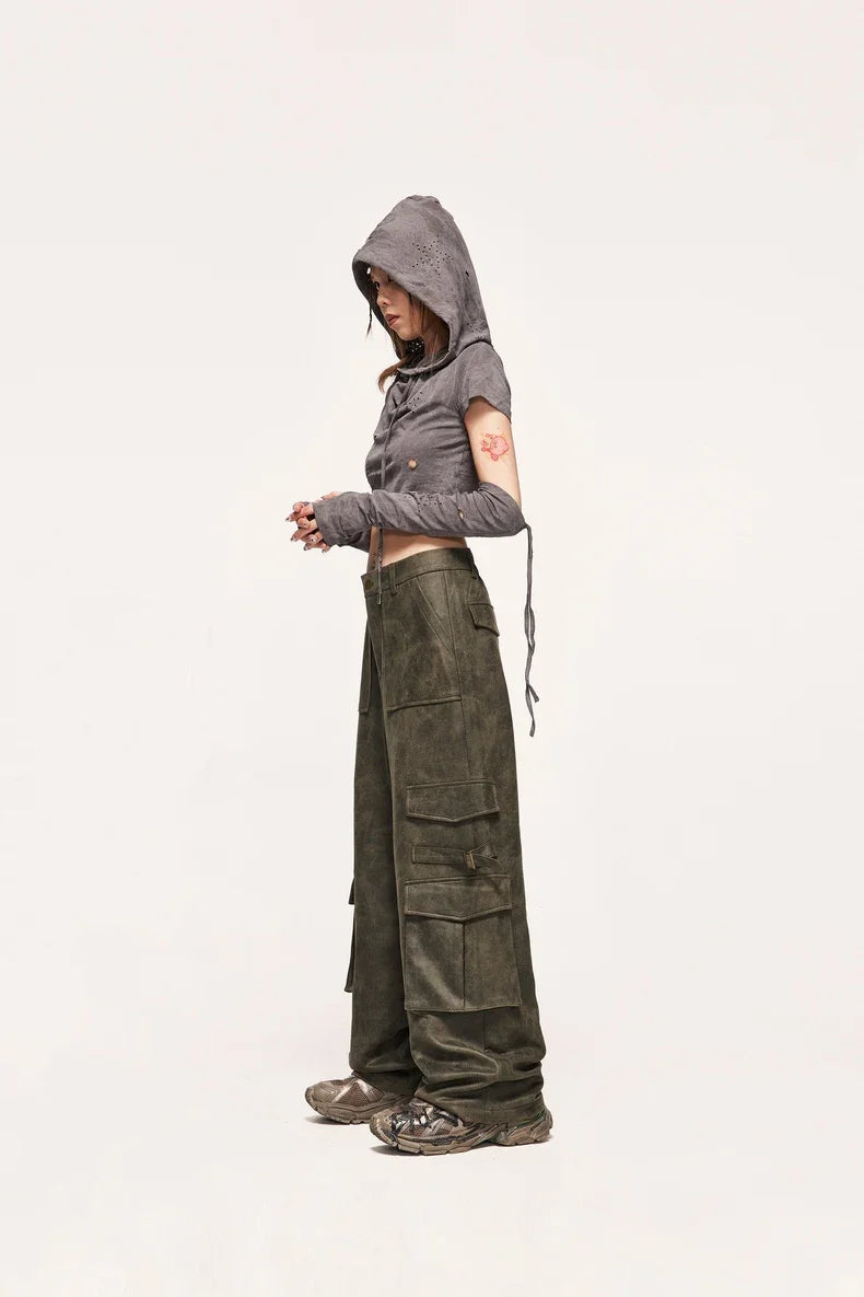 Pantalon cargo en daim vieilli vintage