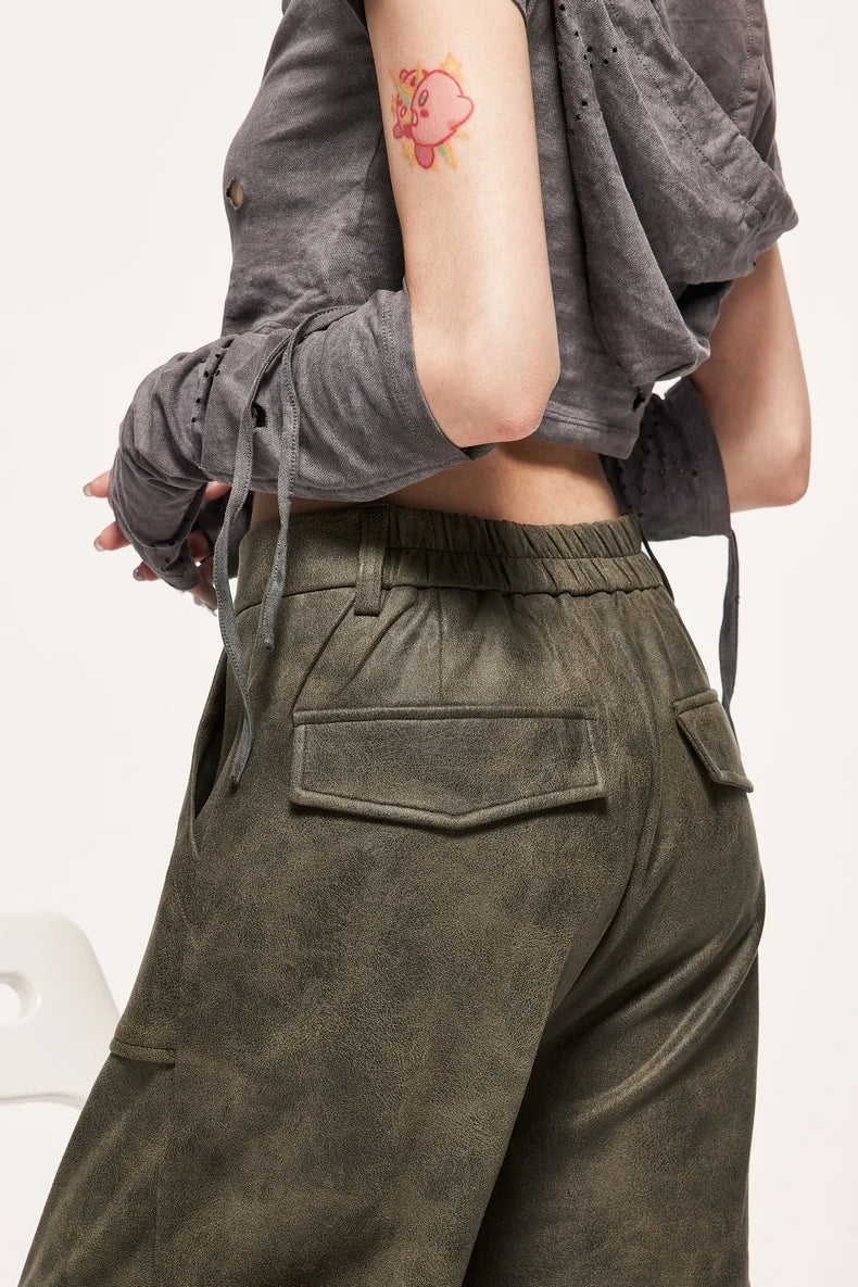 Pantalon cargo en daim vieilli vintage
