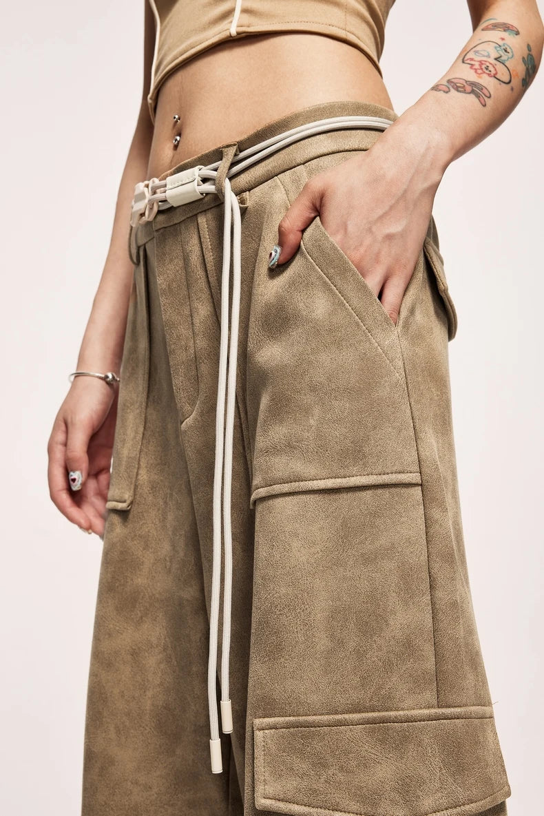 Pantalon cargo en daim vieilli vintage