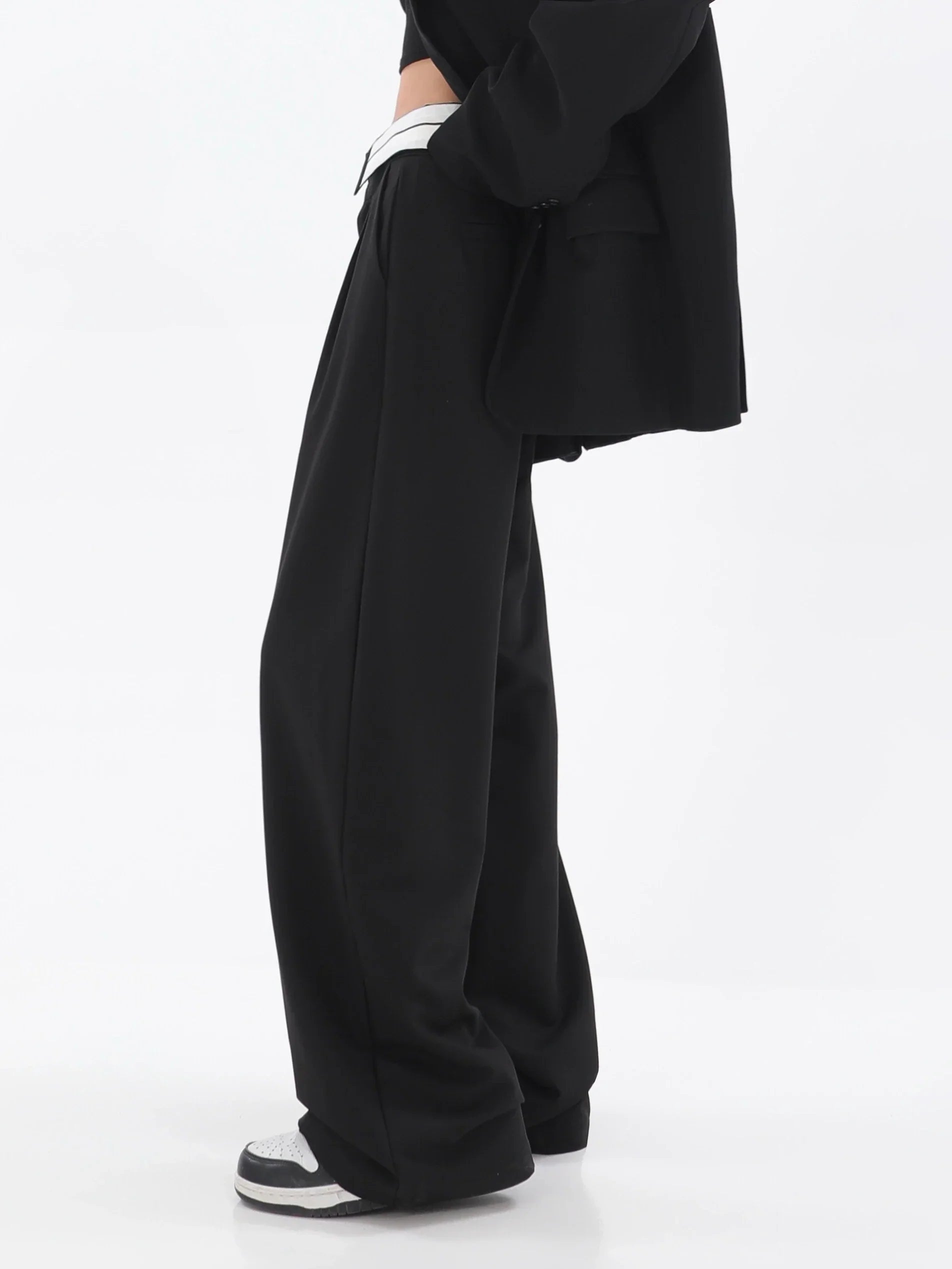 Pantalon large à taille haute