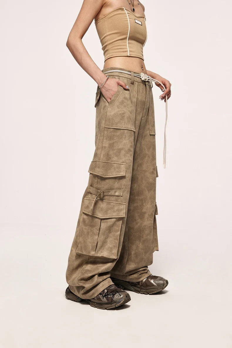 Pantalon cargo en daim vieilli vintage