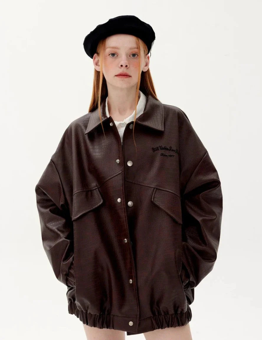 Veste en cuir texturé