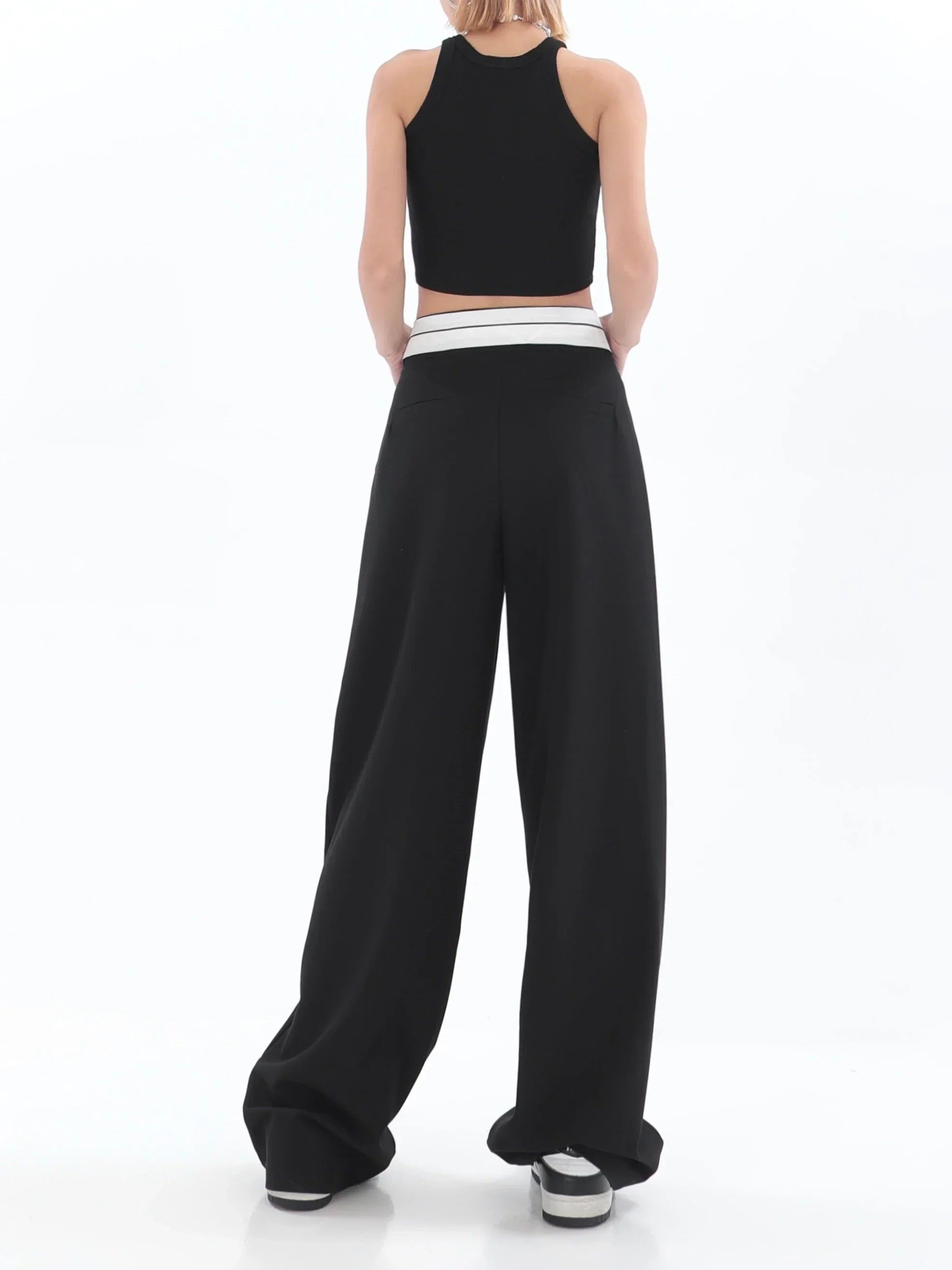 Pantalon large à taille haute